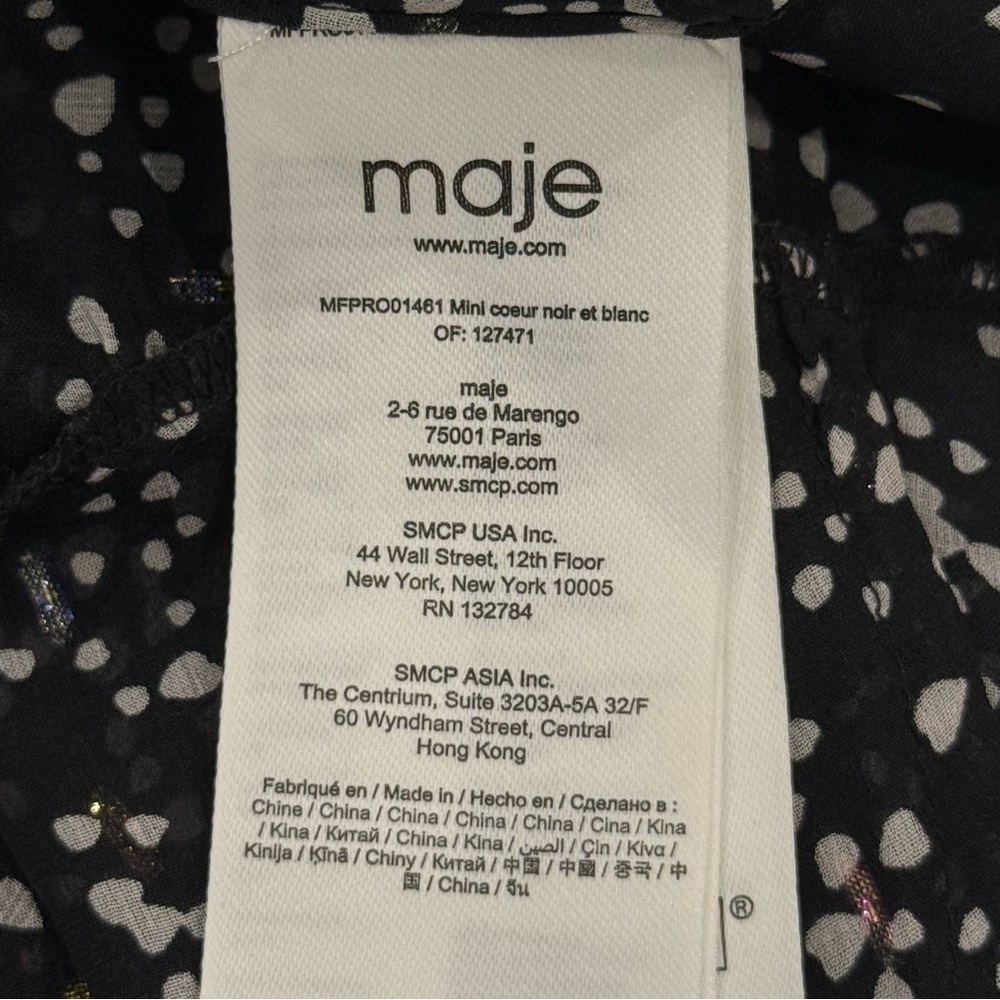 Maje Tiered Printed Metallic Fil Coupé Midi Dress 38 Medium Black Silk Wedding - Picture 14 of 16
